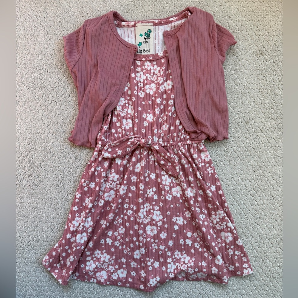 Lily Bleu Pink Floral Dress with Cardigan